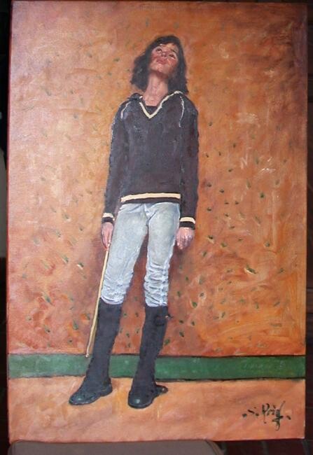 Painting titled "A1Cheryl_equitation" by Serge Krief, Original Artwork, Oil