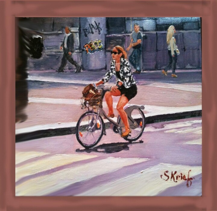 Peinture intitulée "velib et tags" par Serge Krief, Œuvre d'art originale, Huile