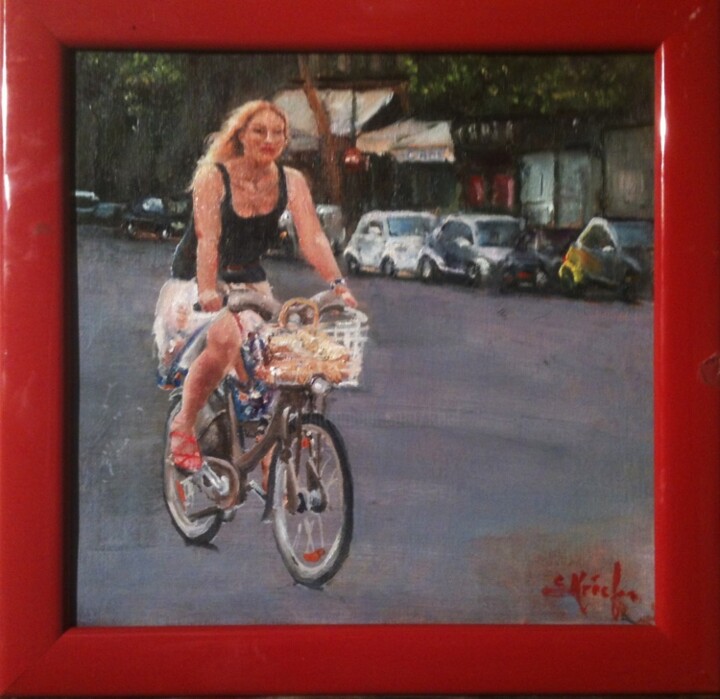 Peinture intitulée "velib russe" par Serge Krief, Œuvre d'art originale, Huile