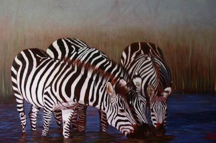 绘画 标题为“krief-269011-zebre.…” 由Serge Krief, 原创艺术品, 油