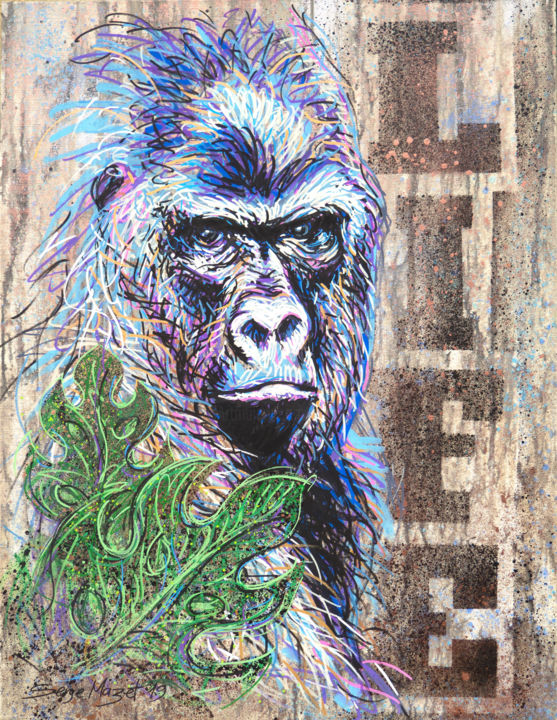 "Gorille Life" başlıklı Tablo Serge Mazet tarafından, Orijinal sanat, Akrilik