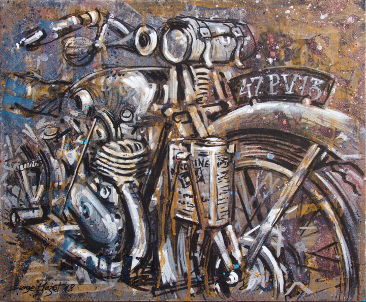 Painting titled "Dans son jus, vieil…" by Serge Mazet, Original Artwork, Acrylic Mounted on Wood Stretcher frame