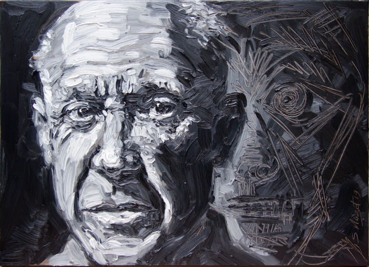 Pintura titulada "Picasso et la Mort.…" por Serge Mazet, Obra de arte original, Oleo