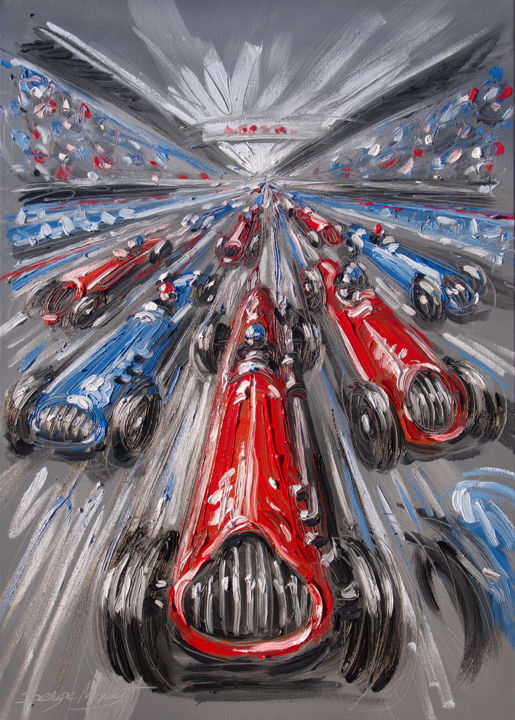 Peinture intitulée "Grand Prix" par Serge Mazet, Œuvre d'art originale, Huile
