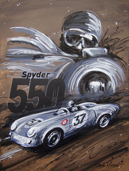 Pittura intitolato "Porsche Spyder 550" da Serge Mazet, Opera d'arte originale, Acrilico