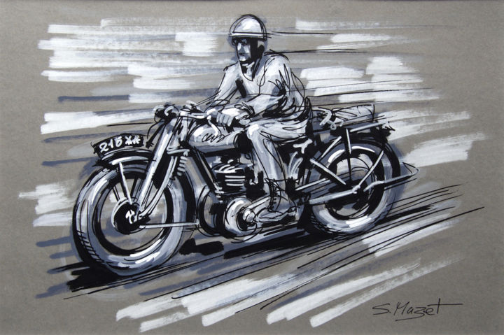 Ζωγραφική με τίτλο "Hold rider" από Serge Mazet, Αυθεντικά έργα τέχνης, Ακρυλικό