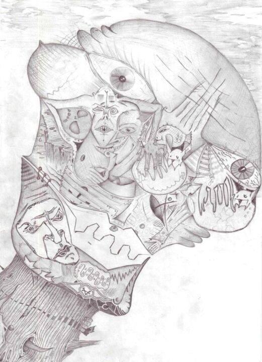Drawing titled "Before weirdness an…" by Serge Mokrinsky, Original Artwork, Pencil