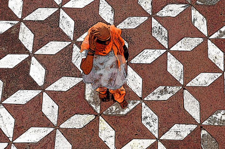 Arts numériques intitulée "Indienne au foulard…" par Serge Nouchi, Œuvre d'art originale, Autre