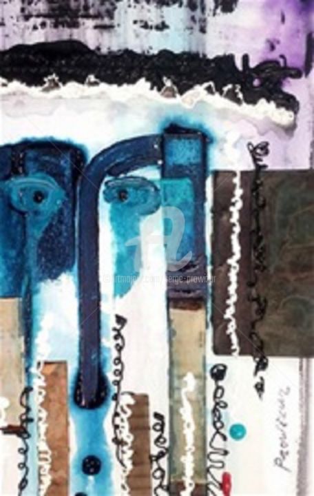 Pittura intitolato "Rabbin turquoise" da Serge Prowizur, Opera d'arte originale, Acrilico