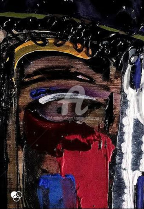 Peinture intitulée "RABBI in NEW-YORK W…" par Serge Prowizur, Œuvre d'art originale, Acrylique