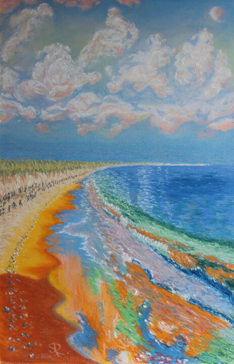 Tekening getiteld "Noon on the Baltic" door Serge Ra, Origineel Kunstwerk, Pastel