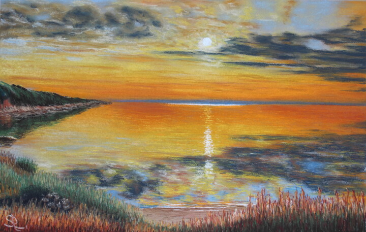 Drawing titled "On the Sunset" by Serge Ra, Original Artwork, Pastel