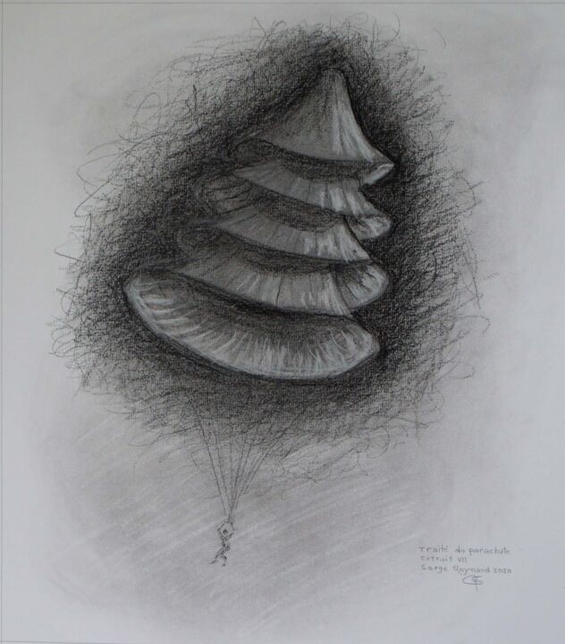 Dessin intitulée "Traité de parachute…" par Serge Reynaud (Art of Flying), Œuvre d'art originale, Graphite