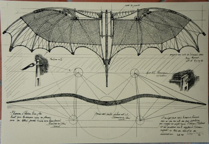 Impressões e gravuras intitulada "Recherche pour une…" por Serge Reynaud (Art of Flying), Obras de arte originais, Impressão…