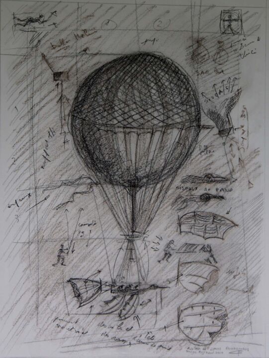 Dessin intitulée "Esquisse recherche…" par Serge Reynaud (Art of Flying), Œuvre d'art originale, Crayon