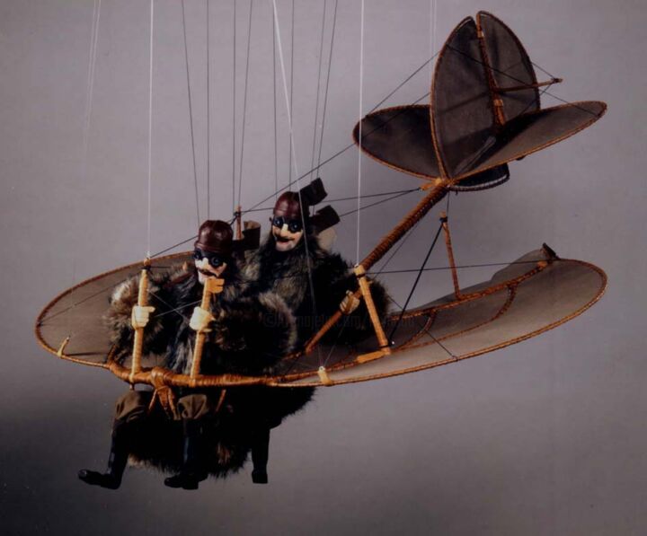 Sculpture titled "PLANEUR  BIPLACE" by Serge Reynaud (Art of Flying), Original Artwork, Mixed Media