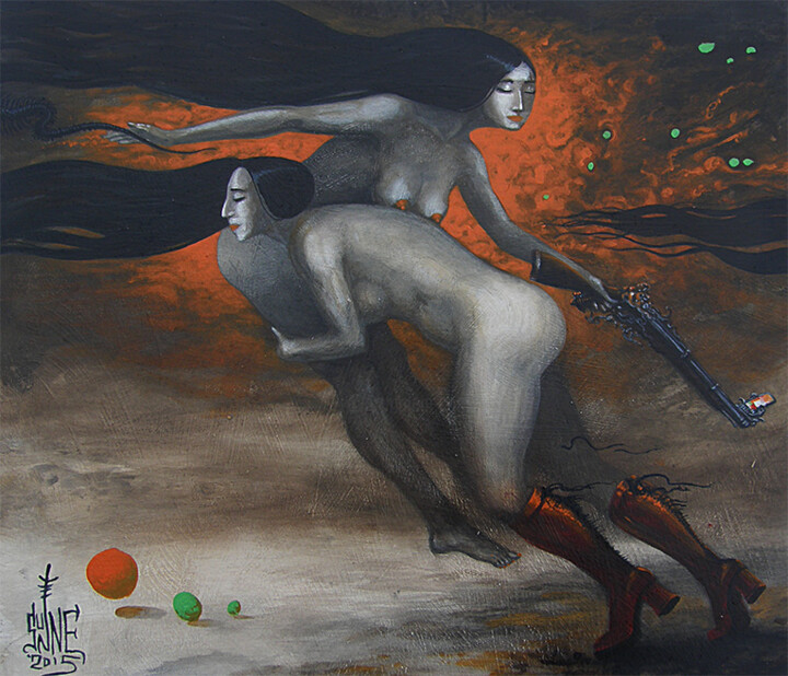 Painting titled "простые движения" by Serge Sunne, Original Artwork, Acrylic
