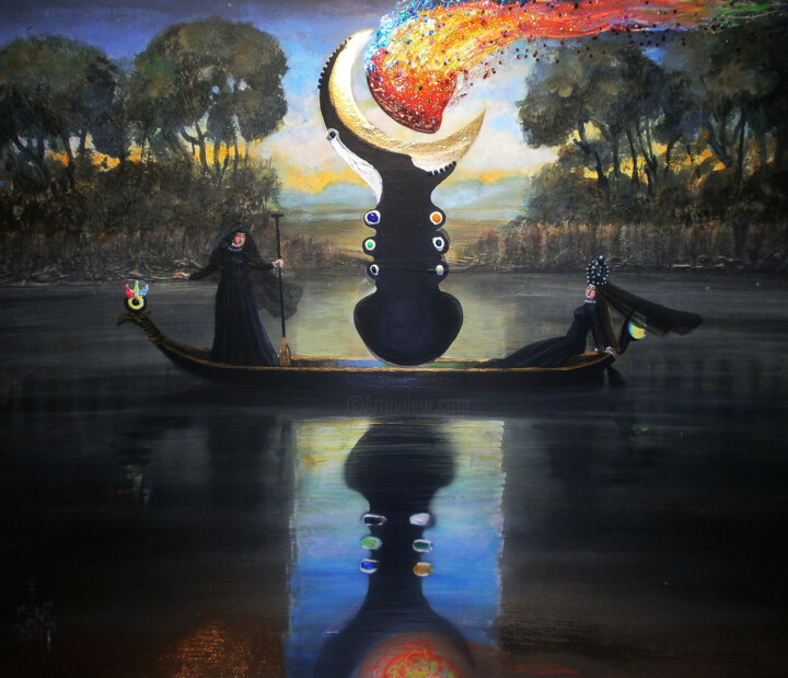 Malerei mit dem Titel "Ладья Пламенеющего…" von Serge Sunne, Original-Kunstwerk, Acryl