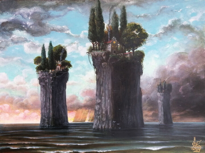 Картина под названием "Острова Живых" - Serge Sunne, Подлинное произведение искусства, Акрил