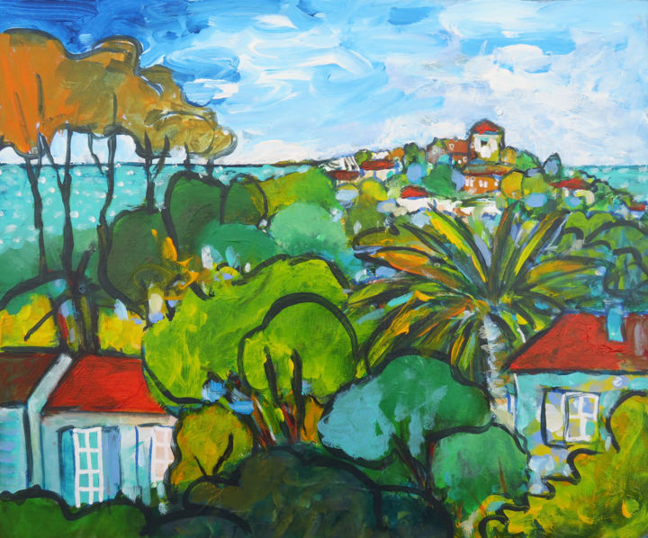 Painting titled "Villecey sur Mer" by Serge Thiery, Original Artwork, Acrylic