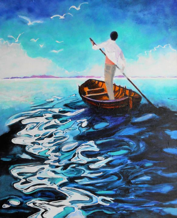 Peinture intitulée "Une Ile" par Serge Thiery, Œuvre d'art originale, Acrylique