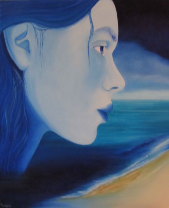 Painting titled "ONDINE" by Serge Vanderhaegen, Original Artwork, Oil