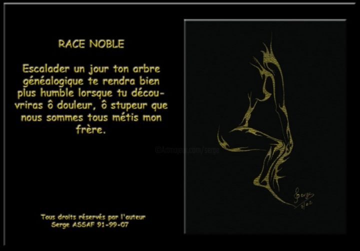 Arts numériques intitulée "race-noble.jpg" par Serge Assaf, Œuvre d'art originale
