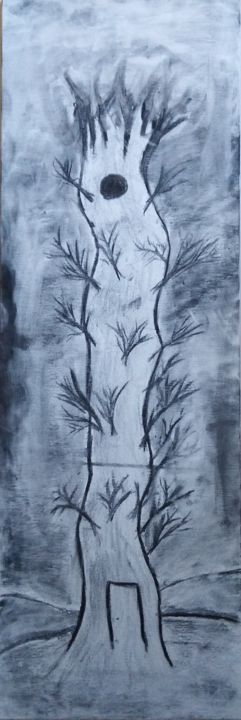 Painting titled "Tree in Void" by Sergei Altakhov, Original Artwork, Graphite