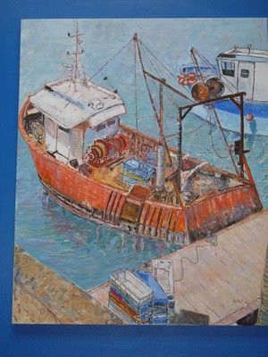 Painting titled "Pêcheur de Douarnen…" by Serge Brizai, Original Artwork, Oil