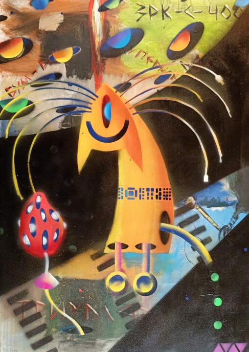 Schilderij getiteld "Gay and fly agaric" door Sergei Andreev, Origineel Kunstwerk, Graffiti