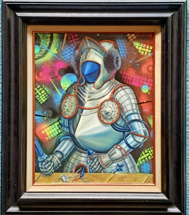 Painting titled "Knight Amazon" by Sergei Andreev, Original Artwork, Oil