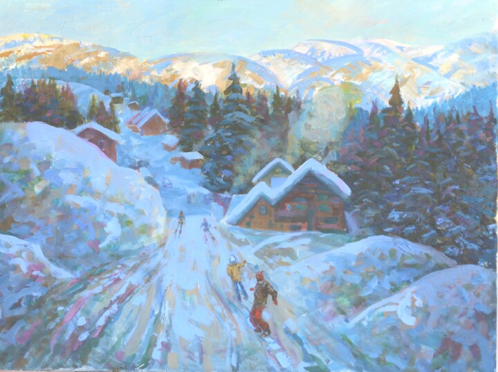 Painting titled "Вечерний спуск" by Sergei Bogachik, Original Artwork, Oil