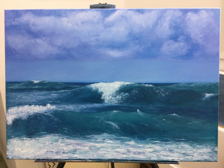 Painting titled "The Waves" by Sergei Jermolajev, Original Artwork, Oil