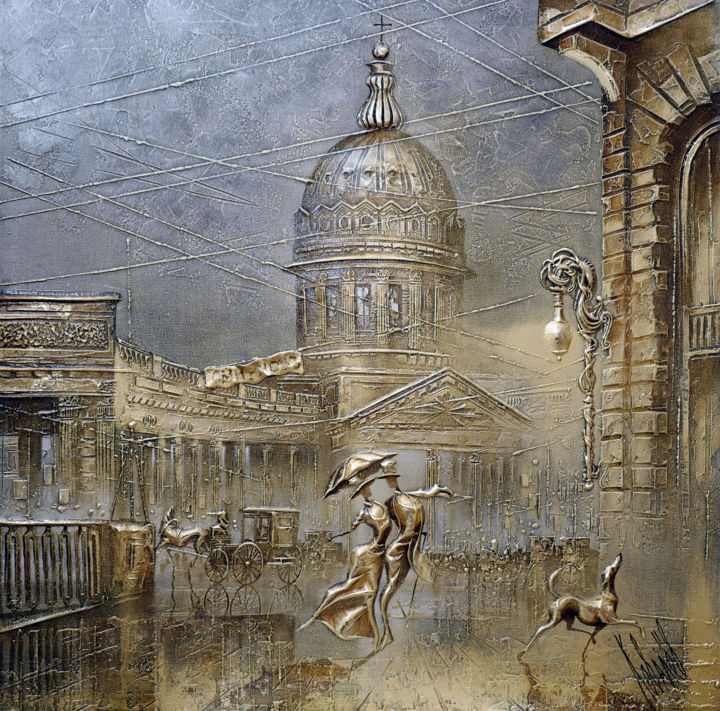 Painting titled "Walk" by Sergei K, Original Artwork, Oil