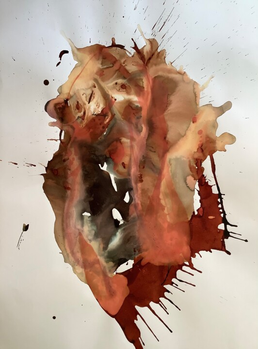 Картина под названием "Heart flower" - Sergei Kozachenko, Подлинное произведение искусства, Чернила
