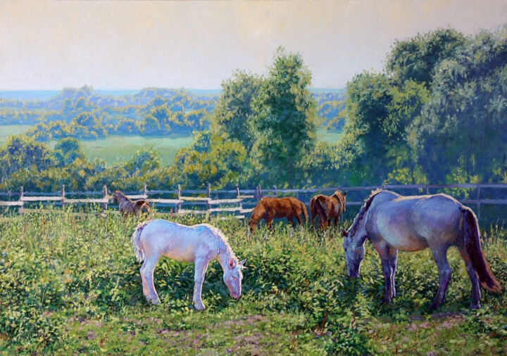 Painting titled "Foal" by Sergei Krupkin, Original Artwork, Oil