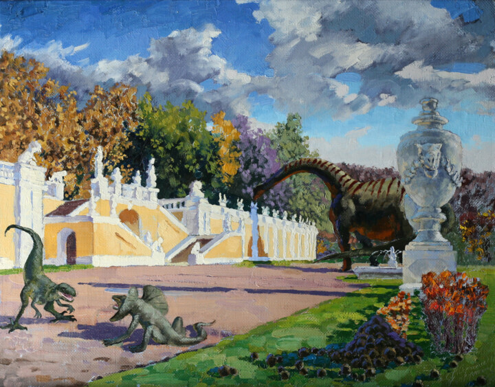 Painting titled "Усадьба Архангельск…" by Sergei Krupkin, Original Artwork, Oil