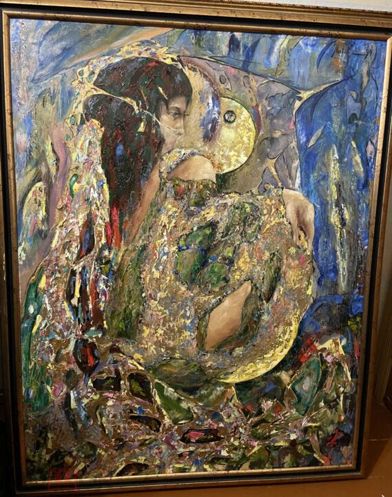 Painting titled "Рождение Венеры" by Sergei Mochalov, Original Artwork, Oil Mounted on Wood Stretcher frame