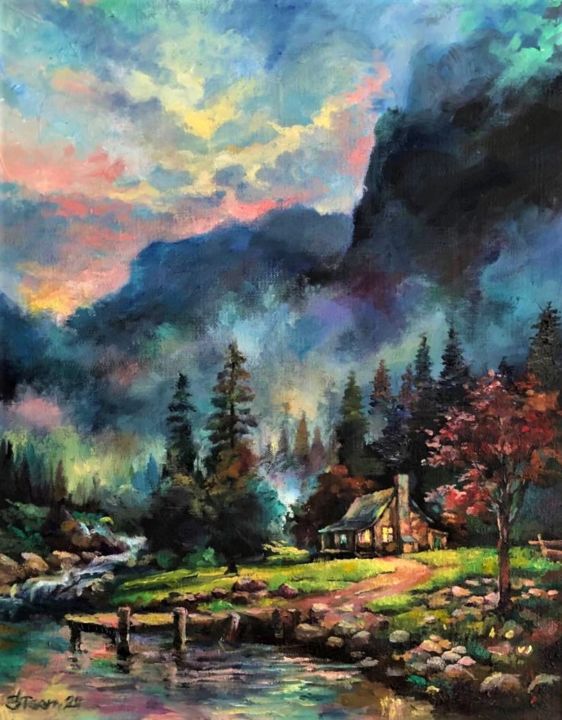 Painting titled "Идеальная самоизоля…" by Сергей Сонера Изо, Original Art, Oil