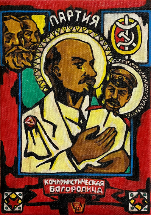 Schilderij getiteld "Hystory's icon" door Sergei Voinovski, Origineel Kunstwerk, Olie