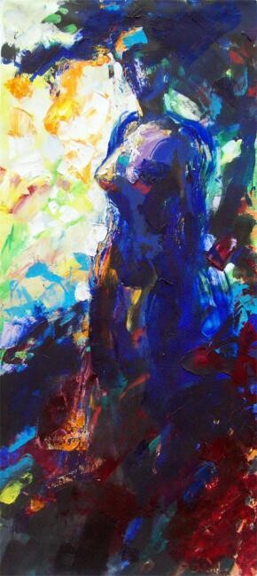 Painting titled "Girl" by Sergej Jakovlev, Original Artwork, Oil