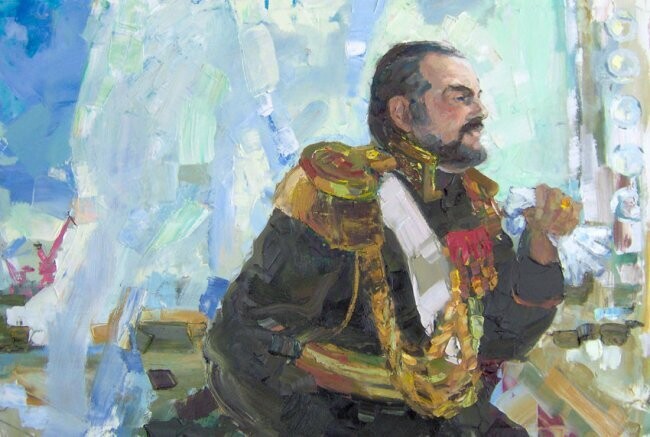 Painting titled "Artist Nikolai" by Sergej Jakovlev, Original Artwork