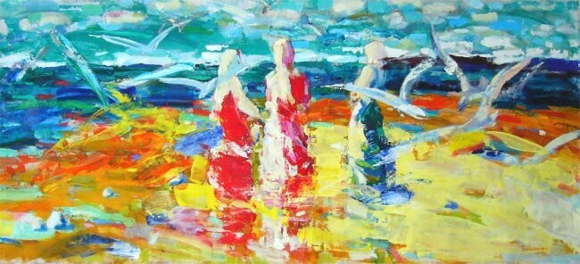 "Women near the Sea" başlıklı Tablo Sergej Jakovlev tarafından, Orijinal sanat