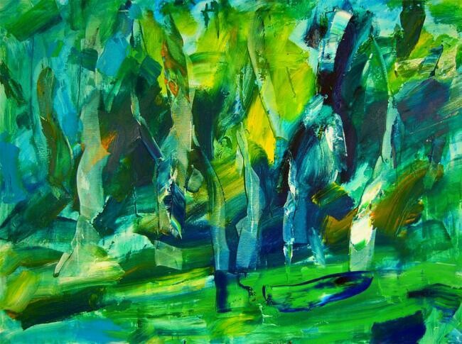 Pittura intitolato "Green Space 3" da Sergej Jakovlev, Opera d'arte originale
