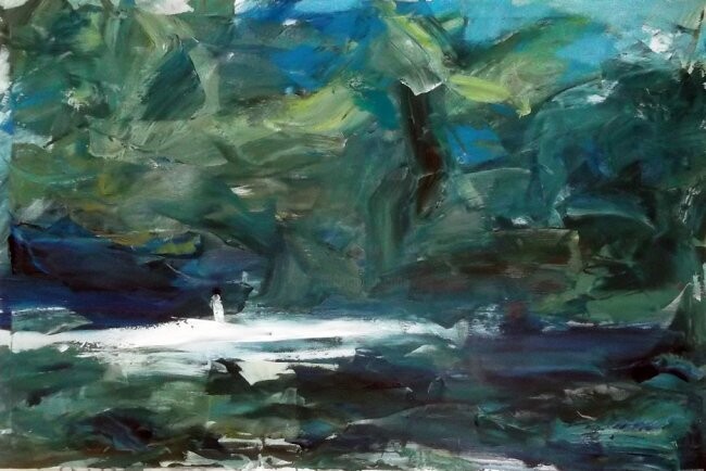 Painting titled "Lake of Gennesaret" by Sergej Jakovlev, Original Artwork