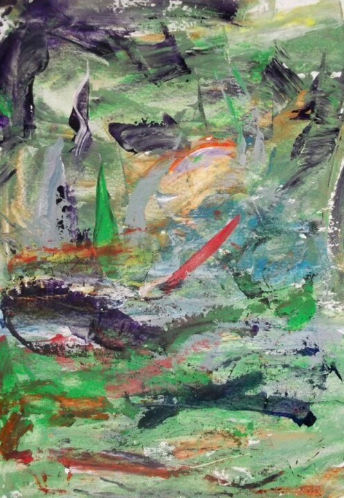 Painting titled "green-regatta.jpg" by Sergej Jakovlev, Original Artwork