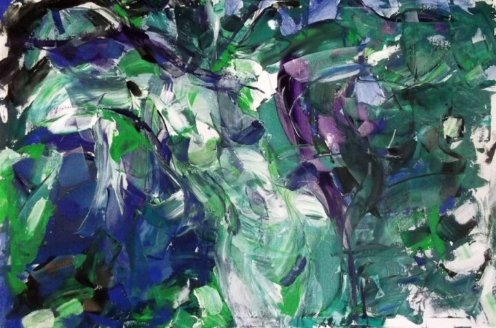 Peinture intitulée "like-a-fly-green-tr…" par Sergej Jakovlev, Œuvre d'art originale