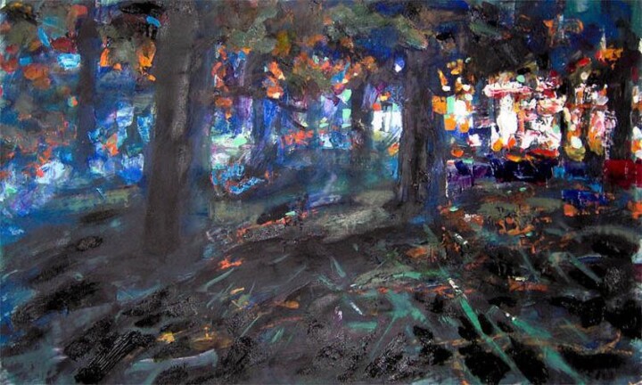 Peinture intitulée "Fire in the Forest" par Sergej Jakovlev, Œuvre d'art originale