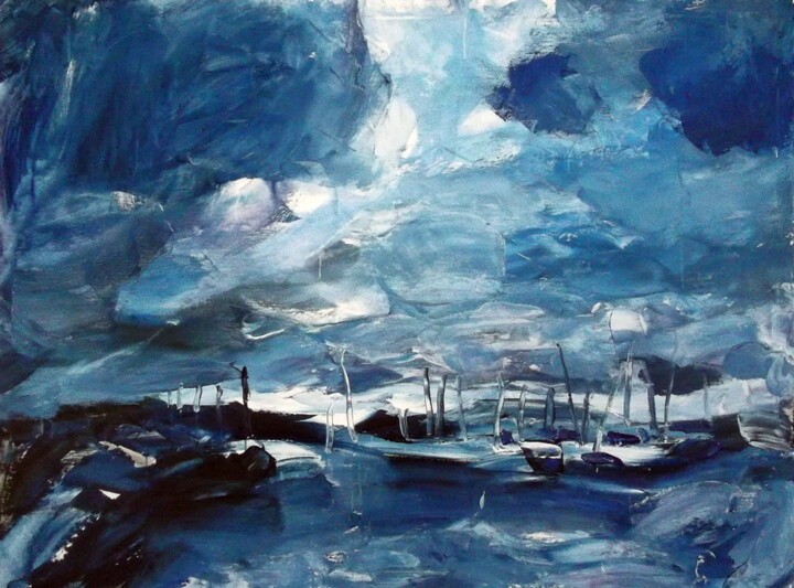 Painting titled "boats-150x130-2013-…" by Sergej Jakovlev, Original Artwork