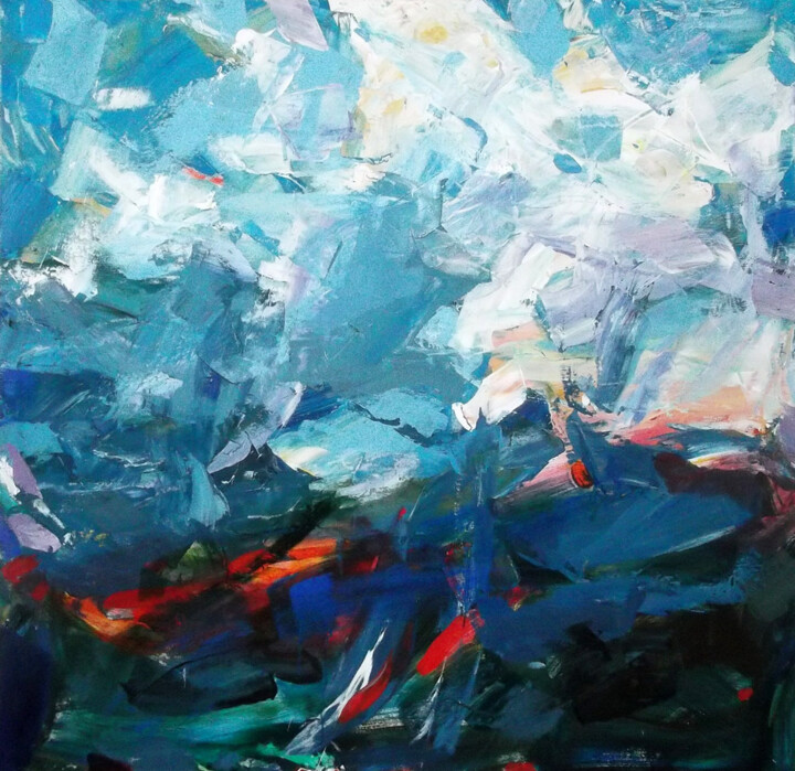 Painting titled "Man on the Wave" by Sergej Jakovlev, Original Artwork